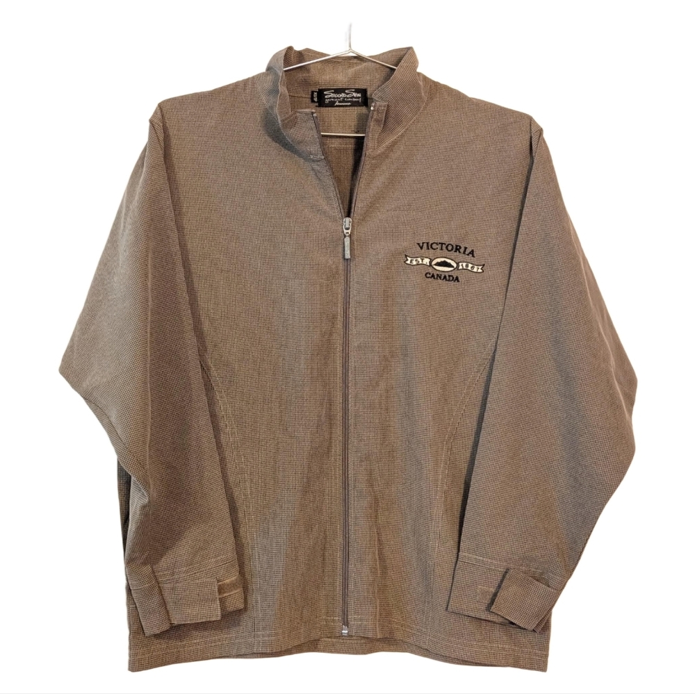 Vintage Victoria BC Brown Micro-plaid Full-Zip Jacket